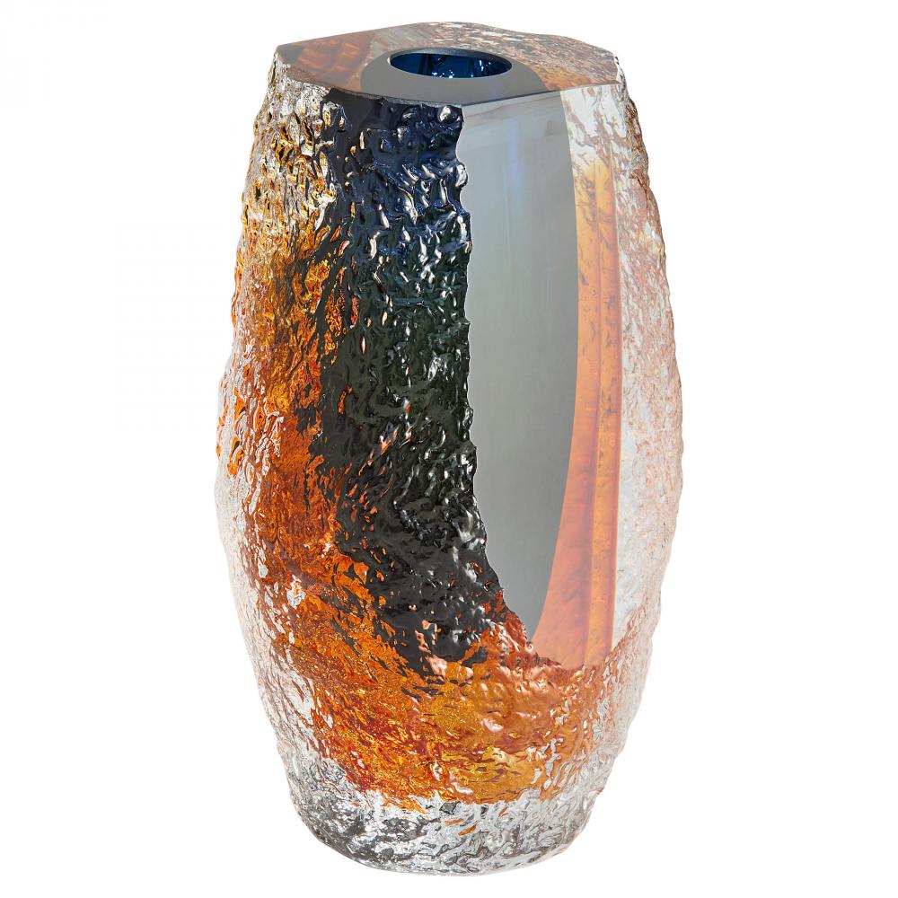 Halley Vase Blue Amber Clear - Large