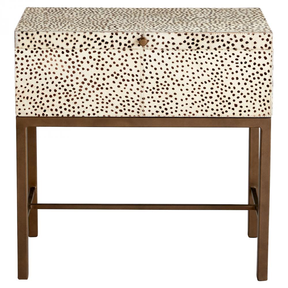 Gaborone Box on Stand Off White Brown Antique Brass