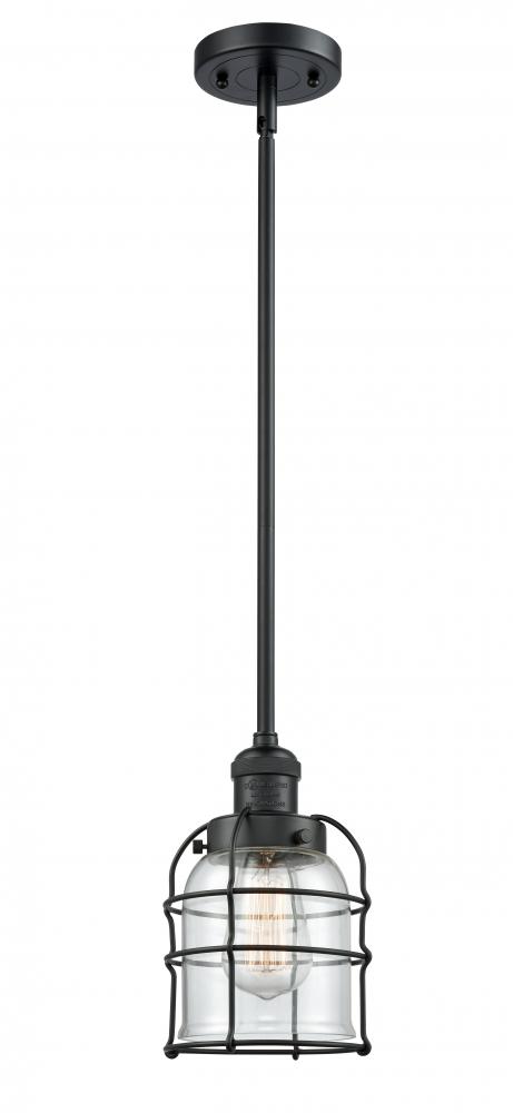 Bell Cage - 1 Light - 6 inch - Matte Black - Stem Hung - Mini Pendant