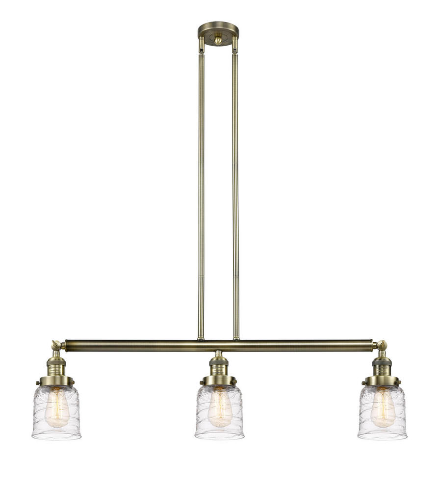 Bell - 3 Light - 38 inch - Antique Brass - Stem Hung - Adjustable Island Light