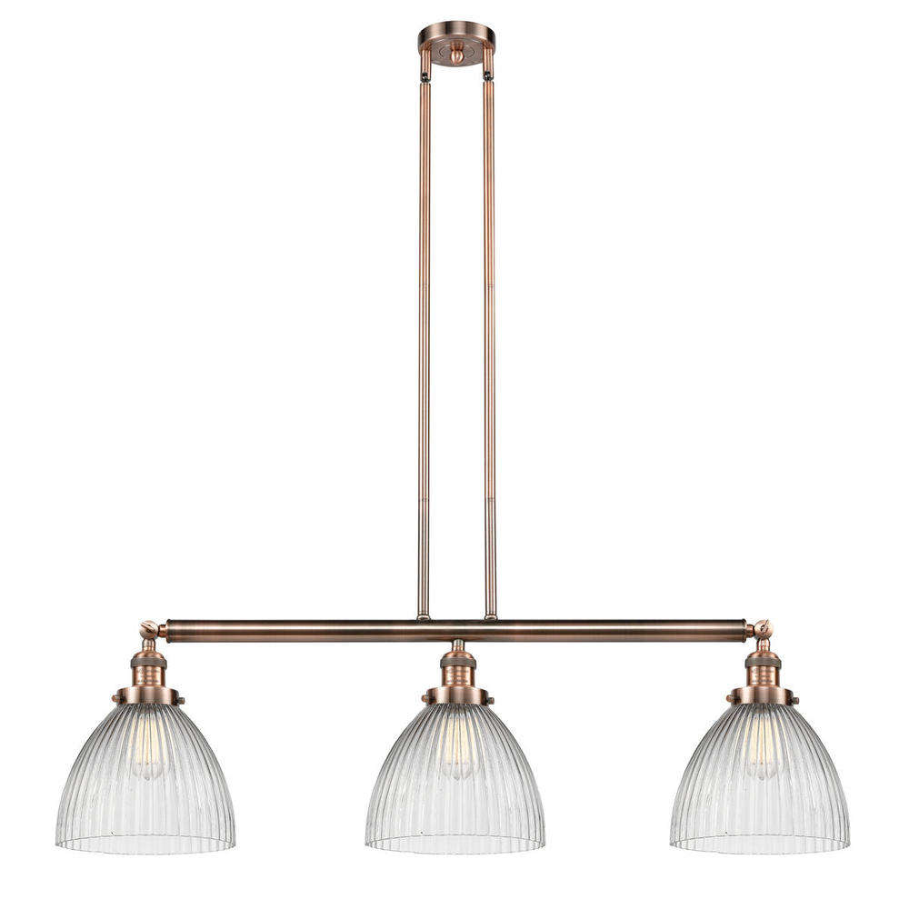 Seneca Falls - 3 Light - 39 inch - Antique Copper - Stem Hung - Adjustable Island Light