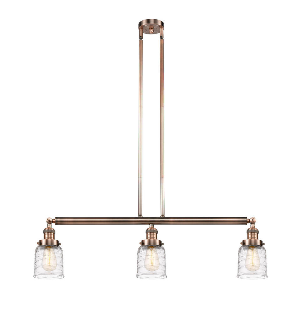 Bell - 3 Light - 38 inch - Antique Copper - Stem Hung - Adjustable Island Light