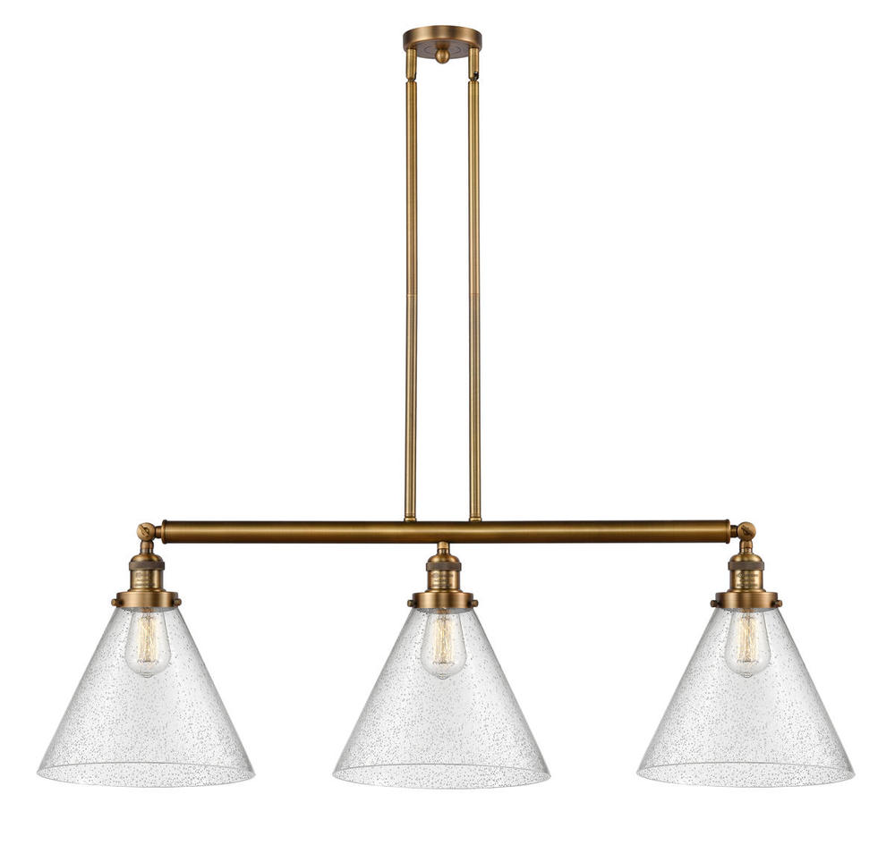 Cone - 3 Light - 44 inch - Brushed Brass - Stem Hung - Adjustable Island Light