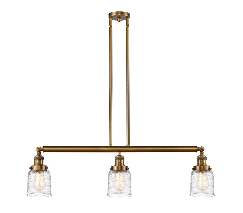 Bell - 3 Light - 38 inch - Brushed Brass - Stem Hung - Adjustable Island Light
