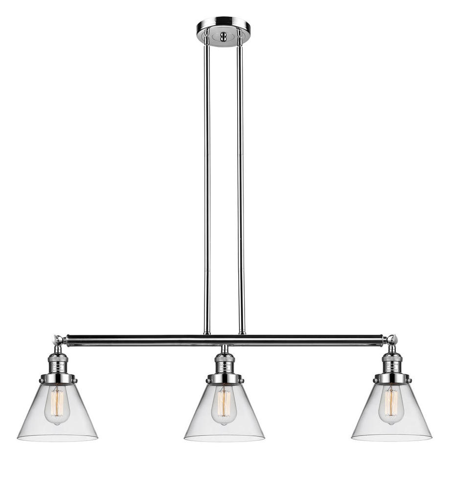Cone - 3 Light - 40 inch - Polished Nickel - Stem Hung - Adjustable Island Light