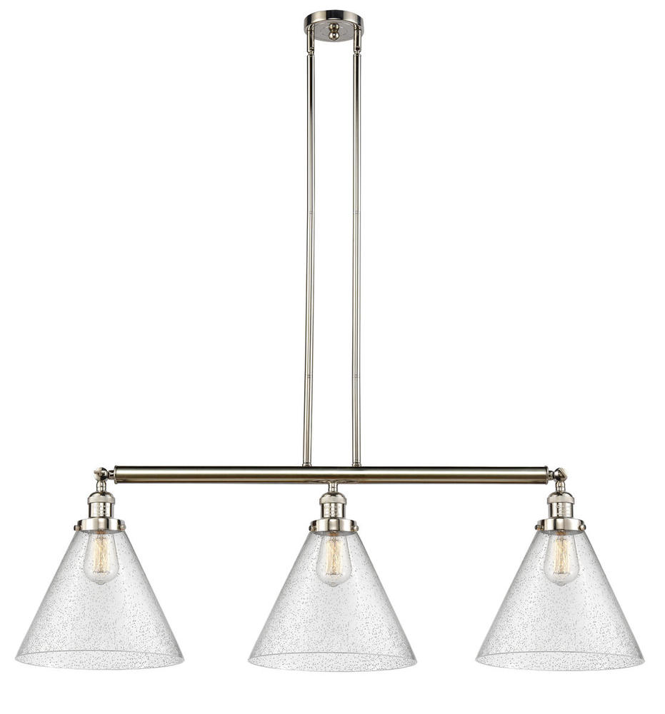 Cone - 3 Light - 44 inch - Polished Nickel - Stem Hung - Adjustable Island Light