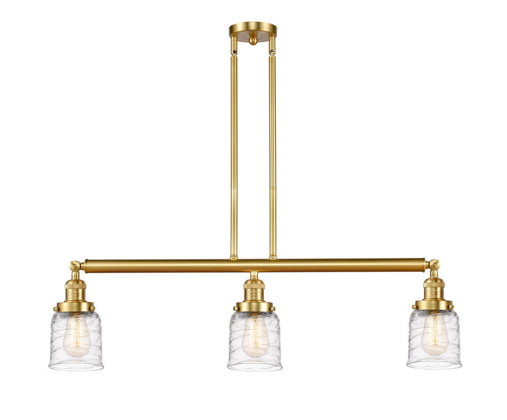 Bell - 3 Light - 38 inch - Satin Gold - Stem Hung - Adjustable Island Light