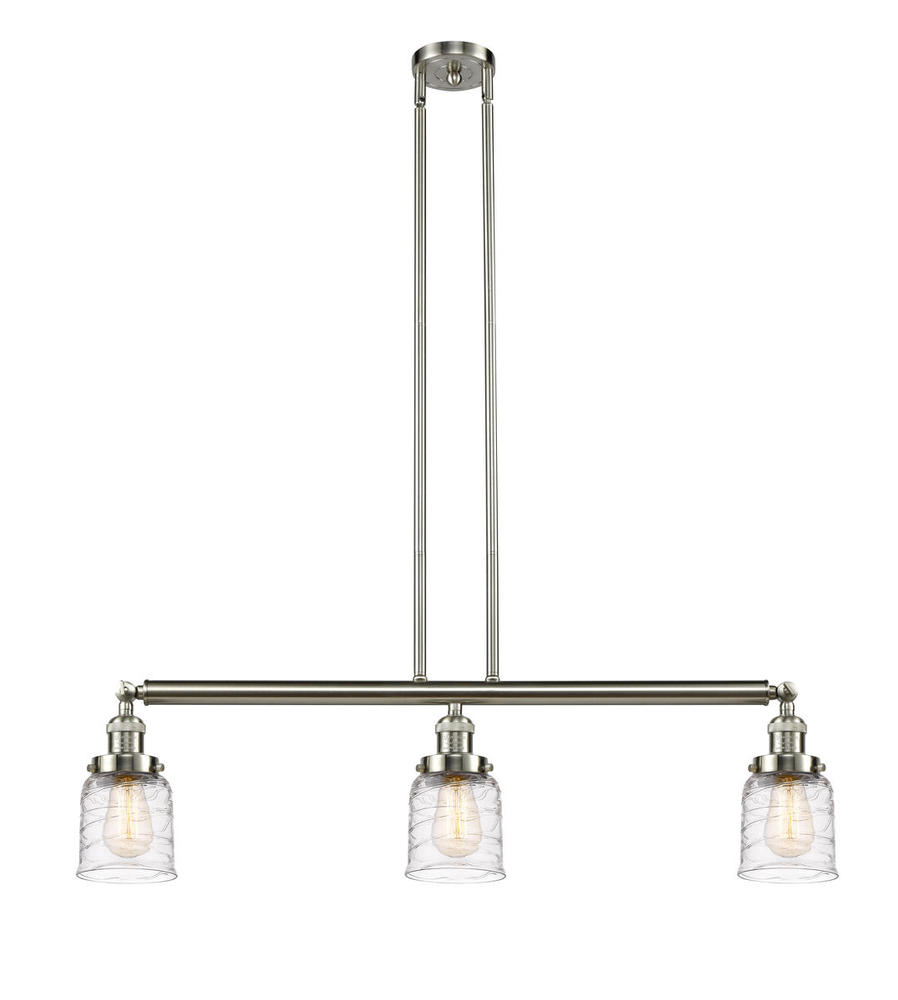 Bell - 3 Light - 38 inch - Brushed Satin Nickel - Stem Hung - Adjustable Island Light