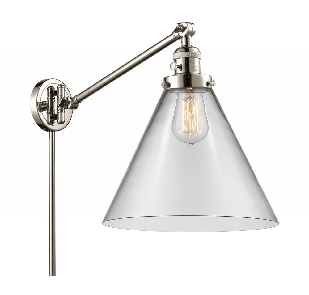 Cone - 1 Light - 12 inch - Polished Nickel -Adjustable Swing Arm