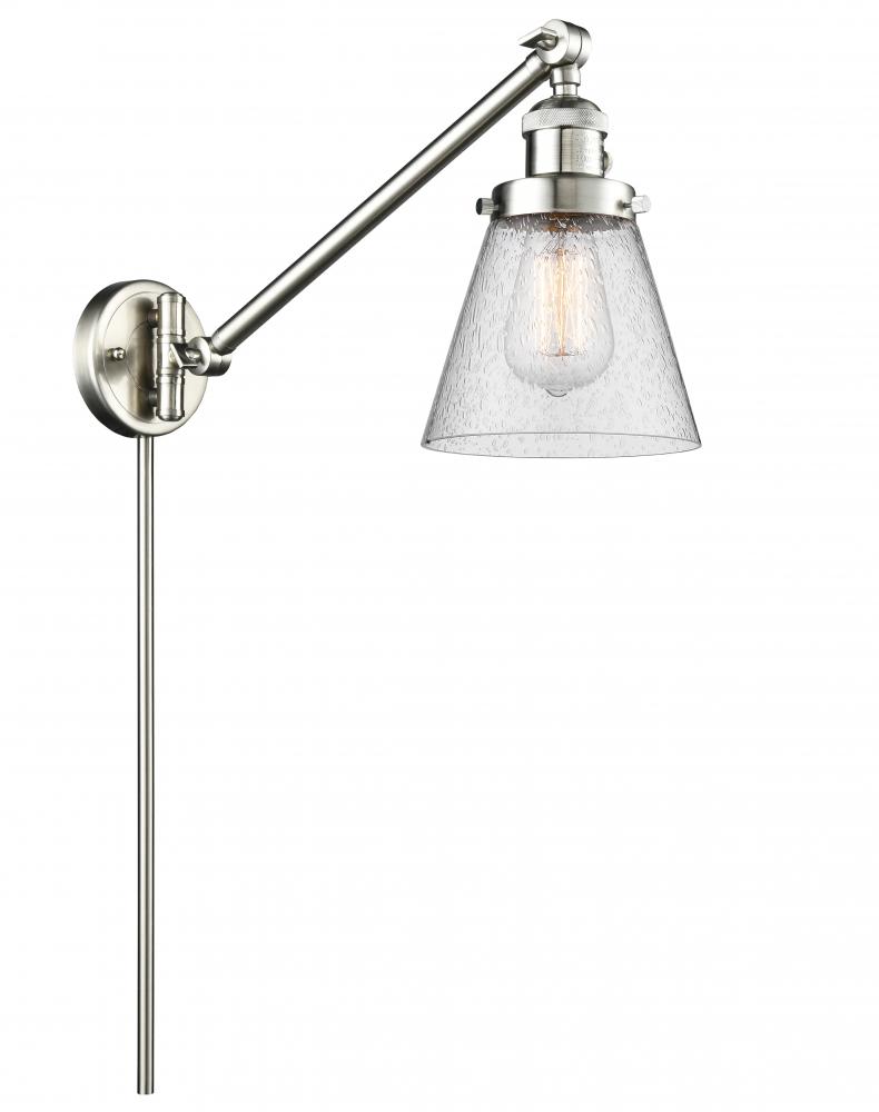 Cone - 1 Light - 8 inch - Brushed Satin Nickel -Adjustable Swing Arm