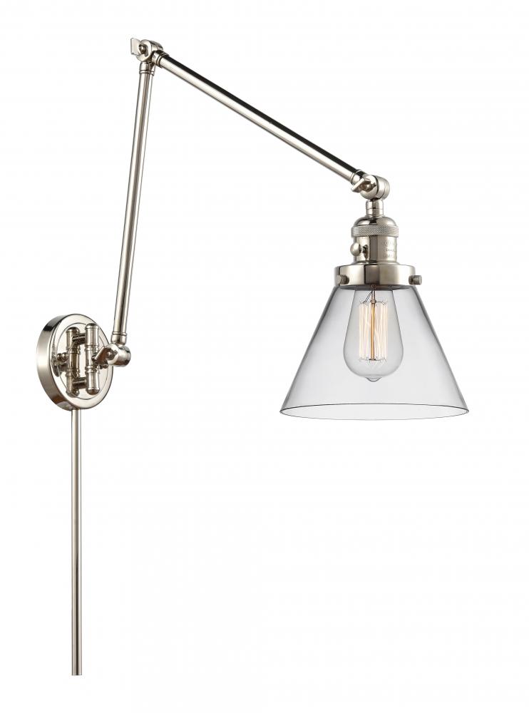 Cone - 1 Light - 8 inch - Polished Nickel -Adjustable Swing Arm