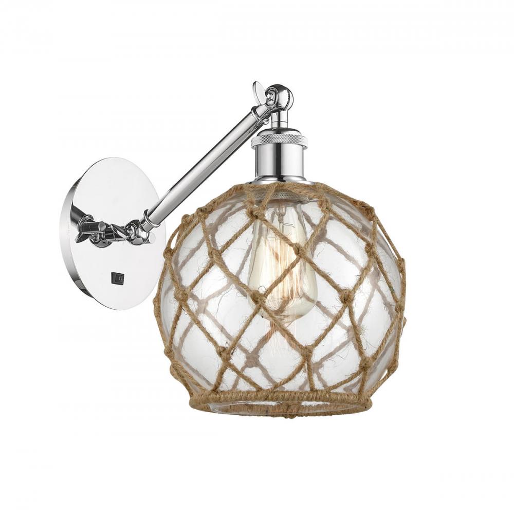 Farmhouse Rope - 1 Light - 8 inch - Polished Chrome - Adjustable Sconce