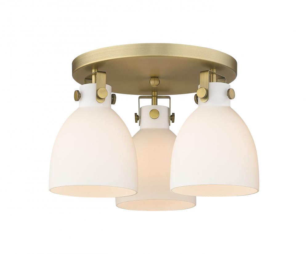 Newton Bell - 3 Light - 18 inch - Brushed Brass - Flush Mount