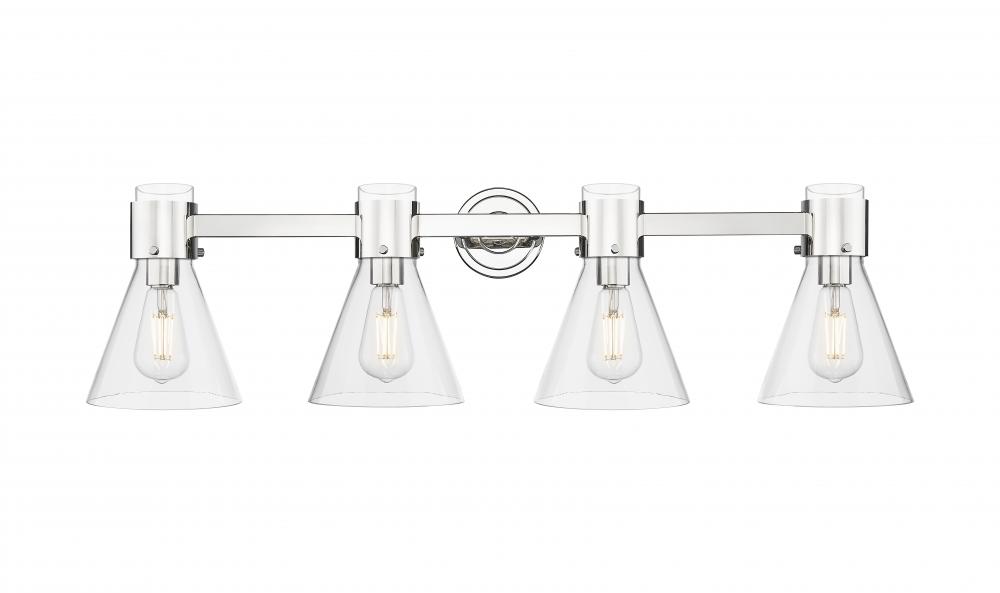 Lawton Cone - 4 Light - 27 inch - Polished Nickel - Bath Vanity Light