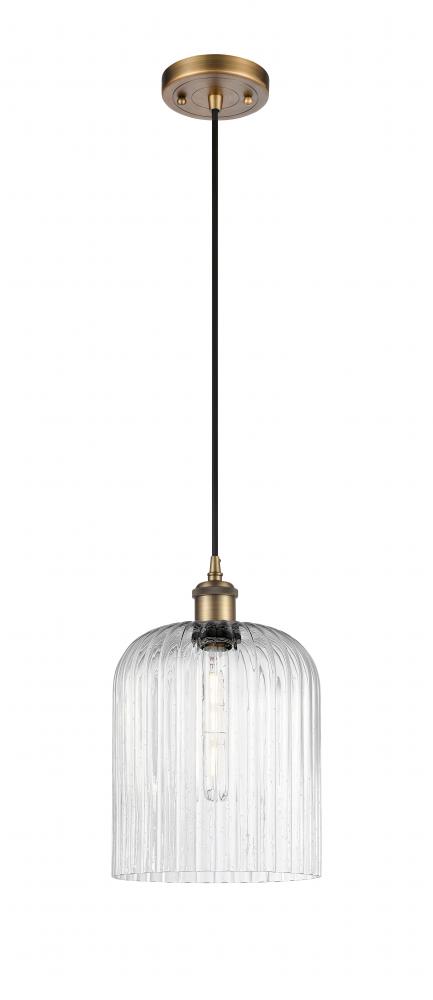 Bridal Veil - 1 Light - 5 inch - Brushed Brass - Cord hung - Mini Pendant