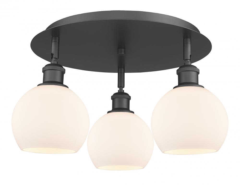 Athens - 3 Light - 18 inch - Matte Black - Flush Mount