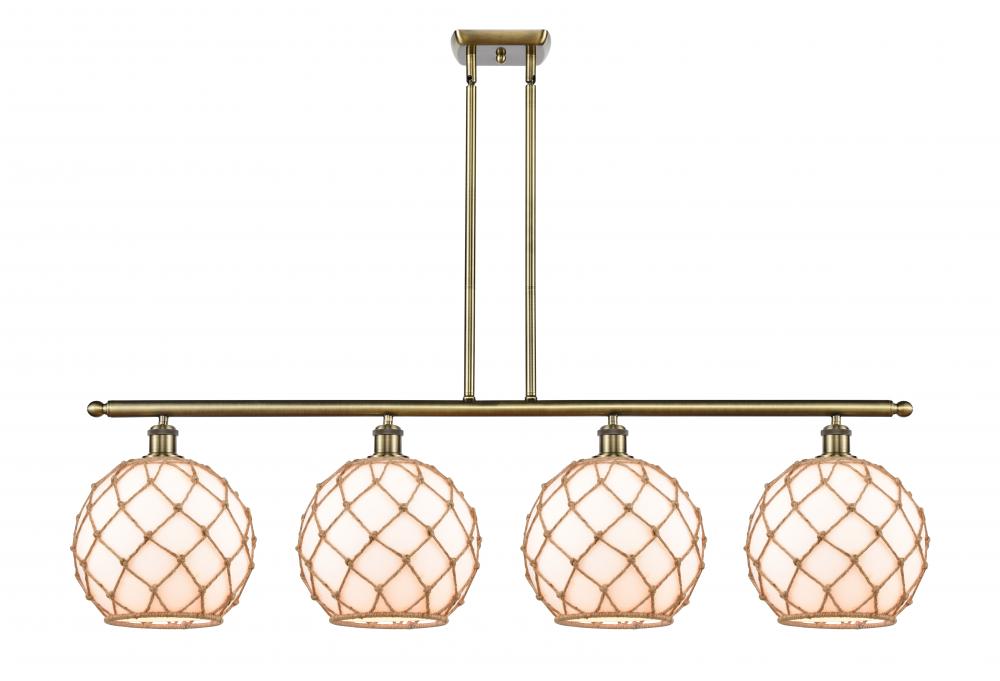 Farmhouse Rope - 4 Light - 48 inch - Antique Brass - Cord hung - Island Light