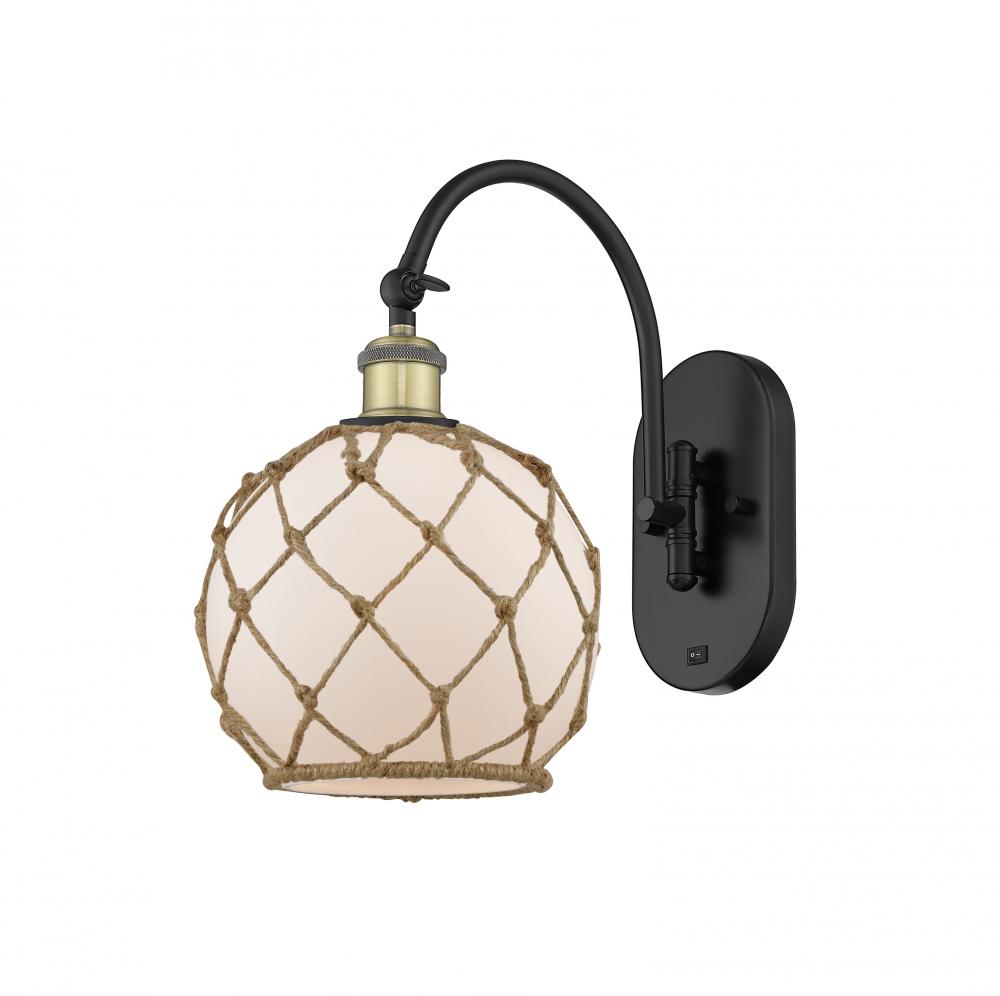 Farmhouse Rope - 1 Light - 8 inch - Black Antique Brass - Adjustable Swing Arm