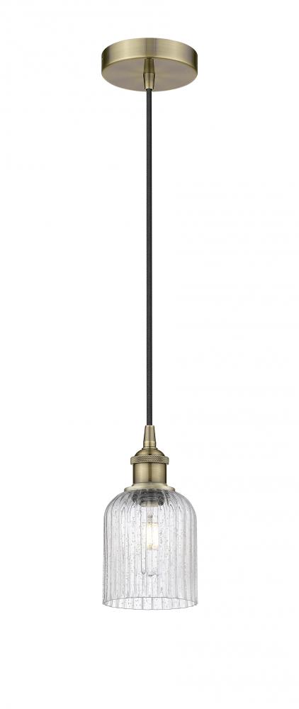 Bridal Veil - 1 Light - 5 inch - Antique Brass - Cord hung - Mini Pendant