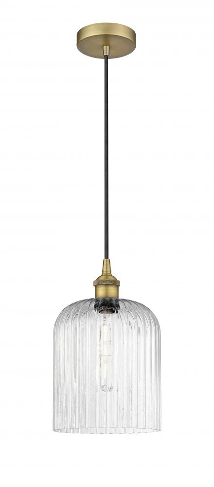 Bridal Veil - 1 Light - 5 inch - Brushed Brass - Cord hung - Mini Pendant