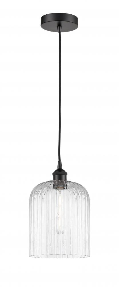 Bridal Veil - 1 Light - 5 inch - Matte Black - Cord hung - Mini Pendant