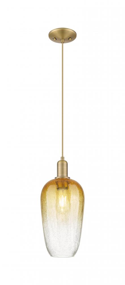 Brookhaven Flute - 1 Light - 6 inch - Antique Brass - Cord hung - Mini Pendant