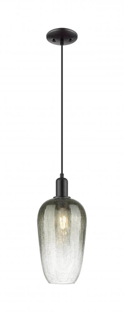 Brookhaven Flute - 1 Light - 6 inch - Matte Black - Cord hung - Mini Pendant