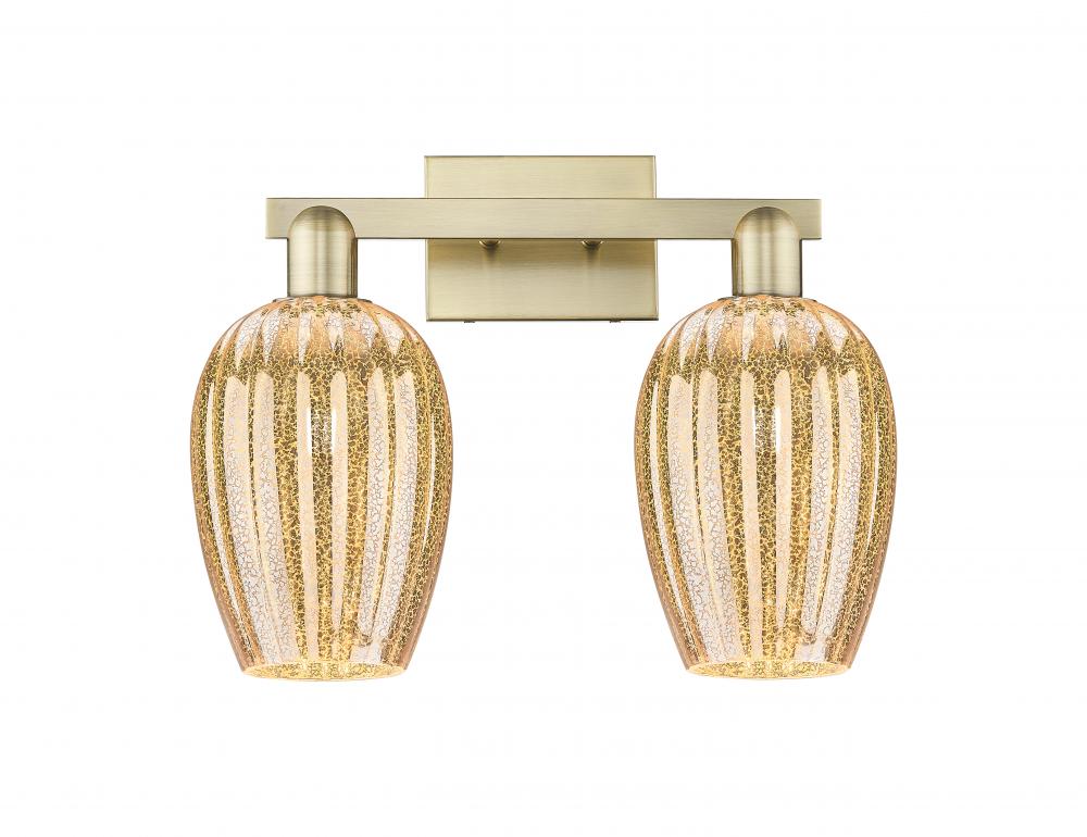 Preston - 2 Light - 16 inch - Antique Brass - Bath Vanity Light