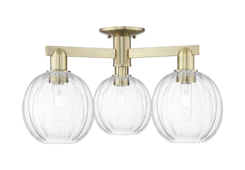 Preston - 3 Light - 6 inch - Antique Brass - Semi-Flush Mount