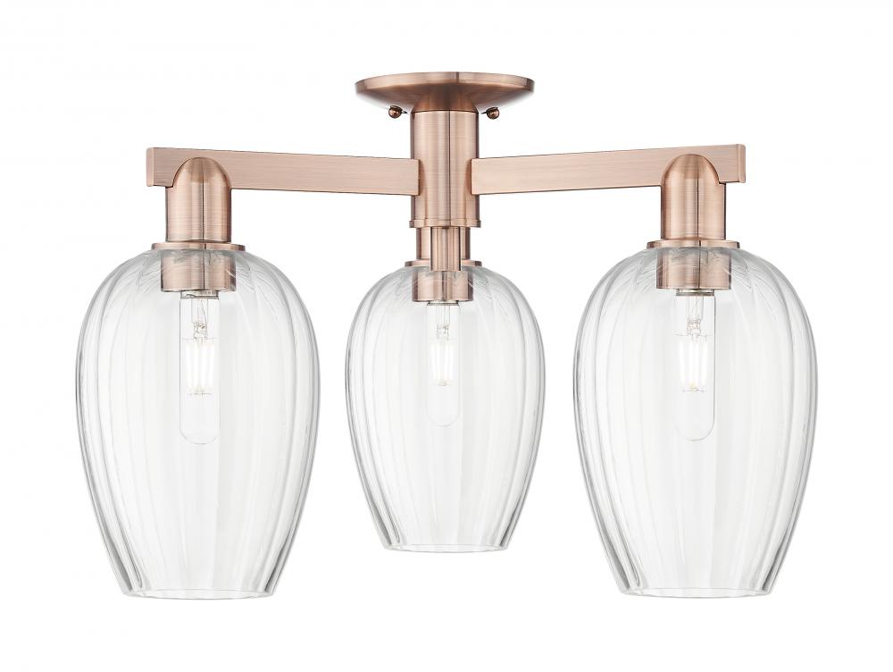 Preston - 3 Light - 6 inch - Antique Copper - Semi-Flush Mount