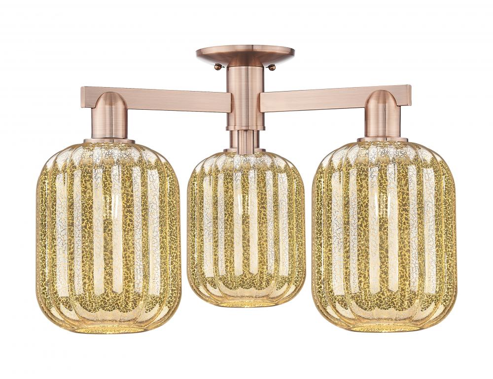 Preston - 3 Light - 6 inch - Antique Copper - Semi-Flush Mount