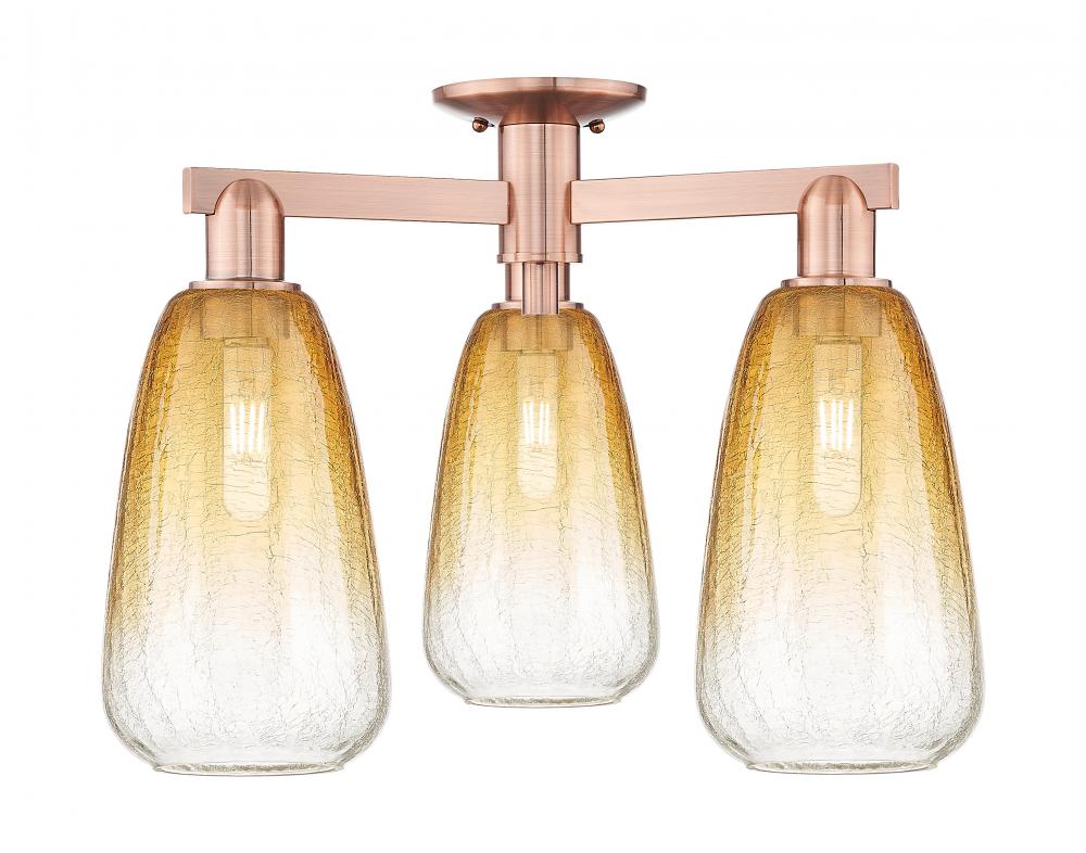 Brookhaven Almond - 3 Light - 6 inch - Antique Copper - Semi-Flush Mount