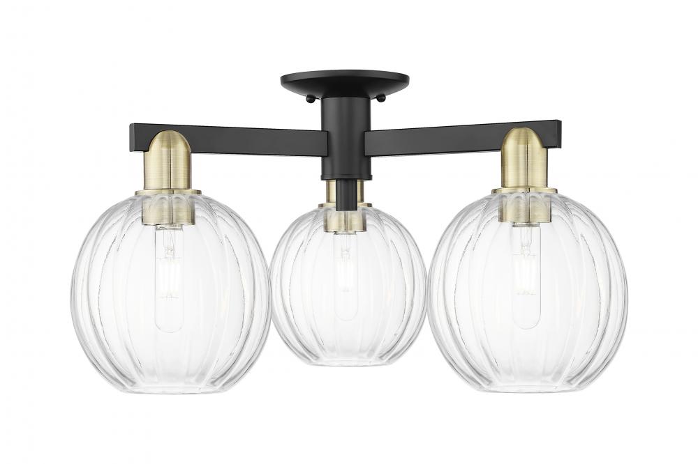Preston - 3 Light - 6 inch - Black Antique Brass - Semi-Flush Mount