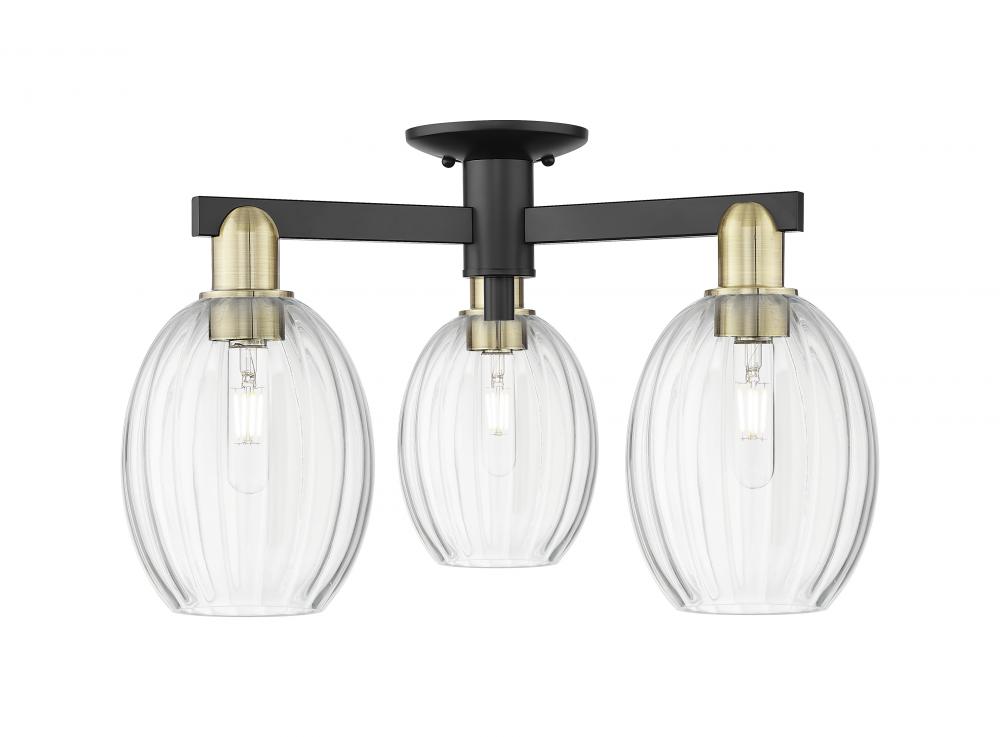 Preston - 3 Light - 6 inch - Black Antique Brass - Semi-Flush Mount