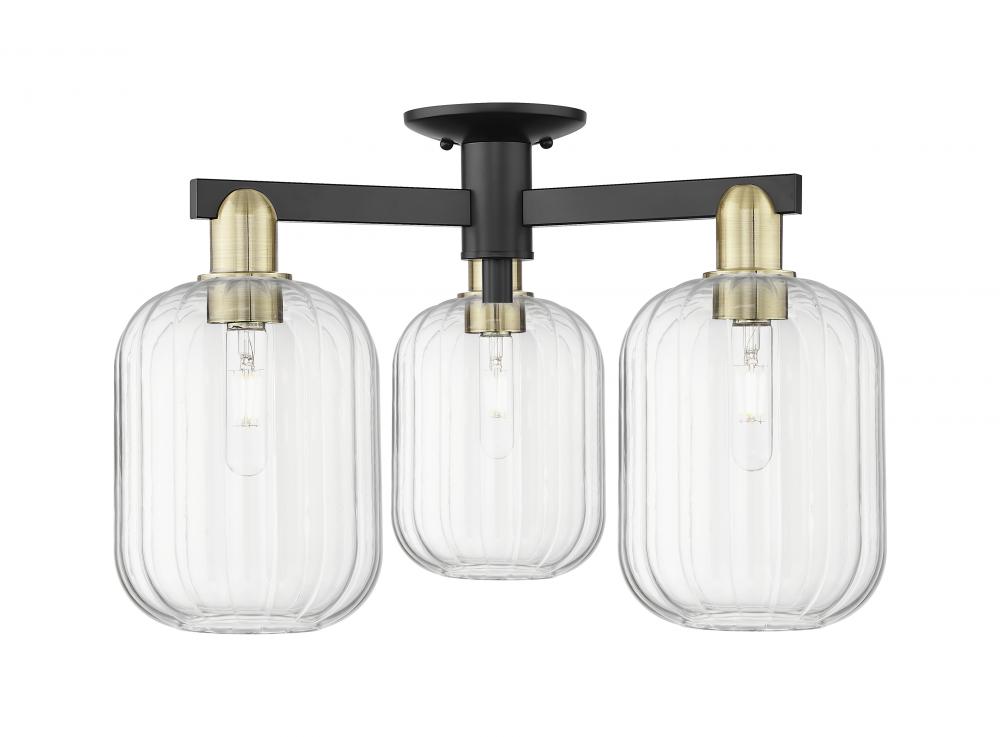 Preston - 3 Light - 6 inch - Black Antique Brass - Semi-Flush Mount