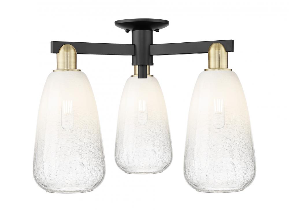Brookhaven Almond - 3 Light - 6 inch - Black Antique Brass - Semi-Flush Mount