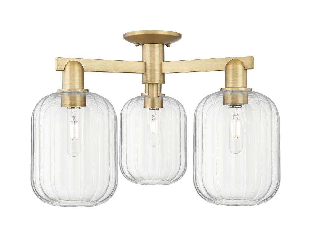 Preston - 3 Light - 6 inch - Brushed Brass - Semi-Flush Mount