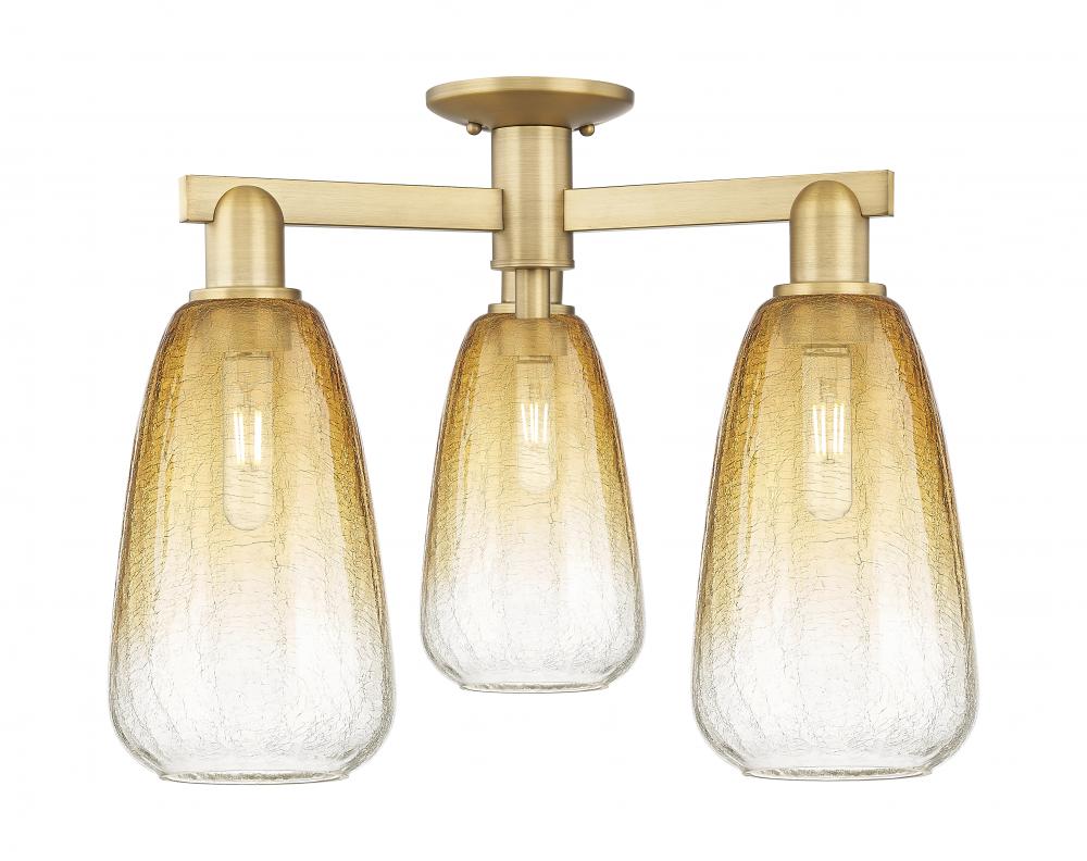Brookhaven Almond - 3 Light - 6 inch - Brushed Brass - Semi-Flush Mount