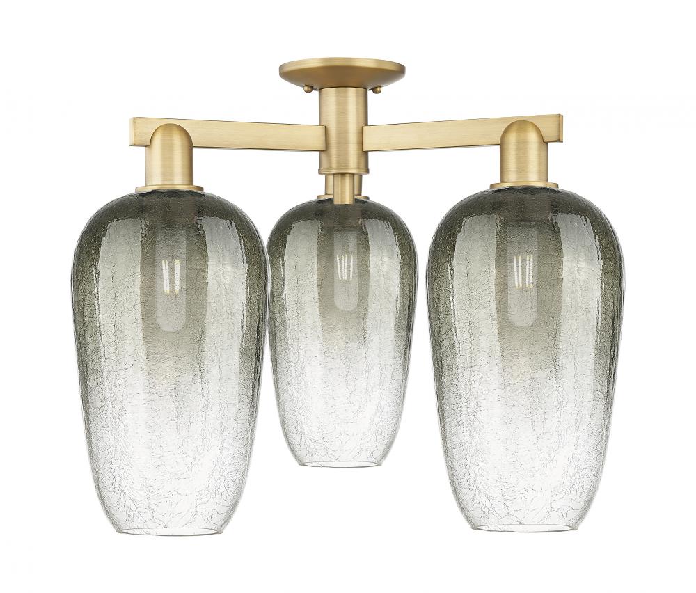 Brookhaven Flute - 3 Light - 6 inch - Brushed Brass - Semi-Flush Mount