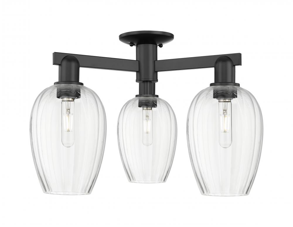 Preston - 3 Light - 6 inch - Matte Black - Semi-Flush Mount
