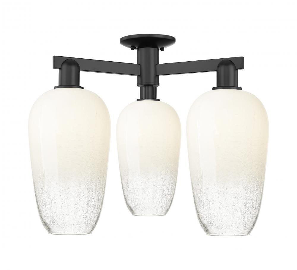 Brookhaven Flute - 3 Light - 6 inch - Matte Black - Semi-Flush Mount