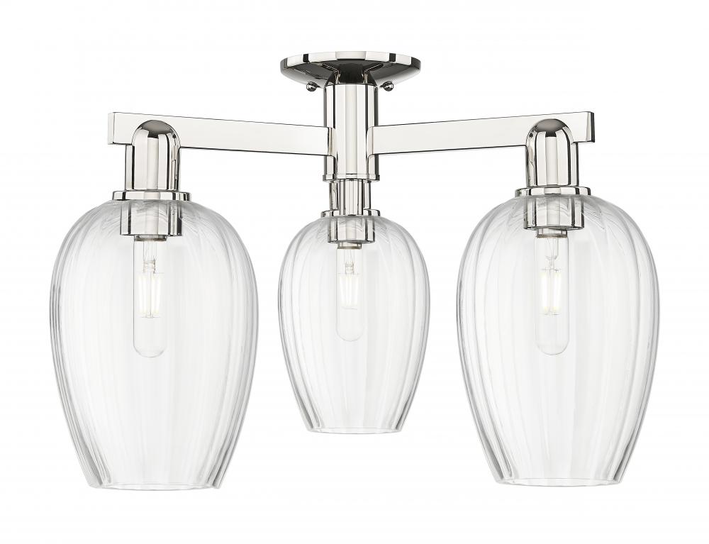 Preston - 3 Light - 6 inch - Polished Nickel - Semi-Flush Mount