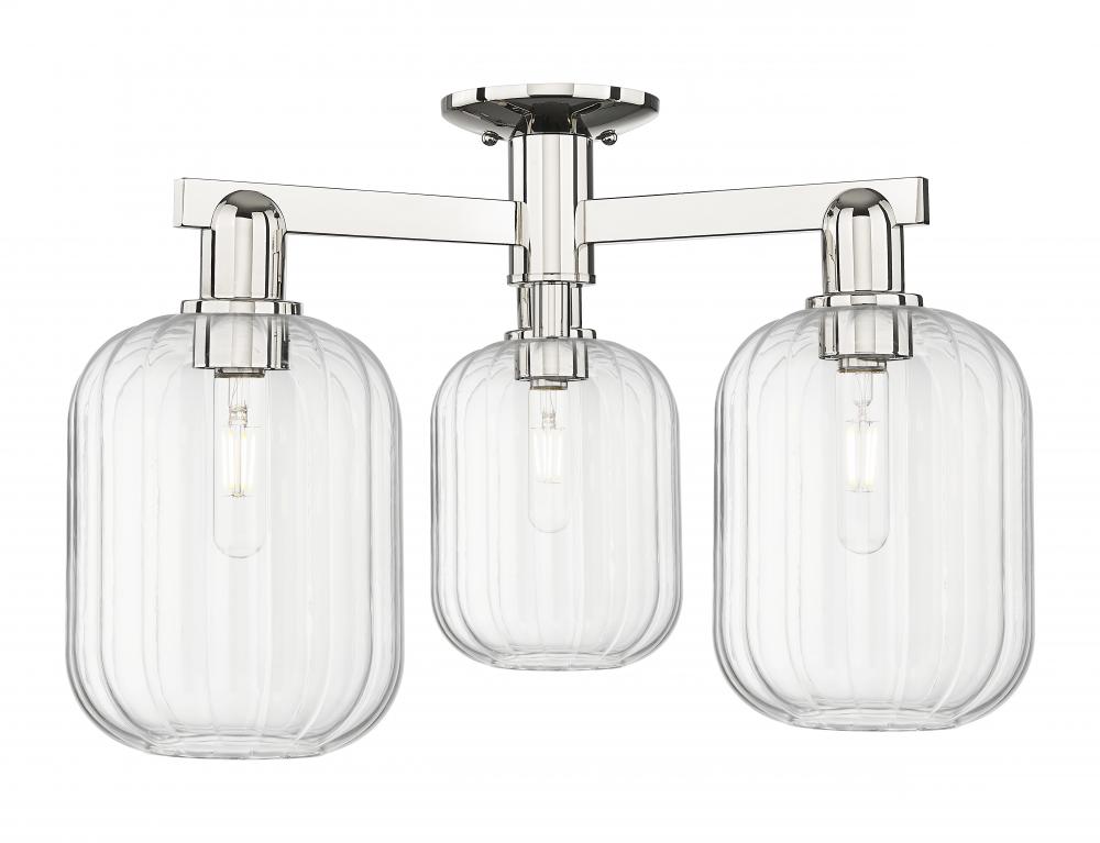 Preston - 3 Light - 6 inch - Polished Nickel - Semi-Flush Mount
