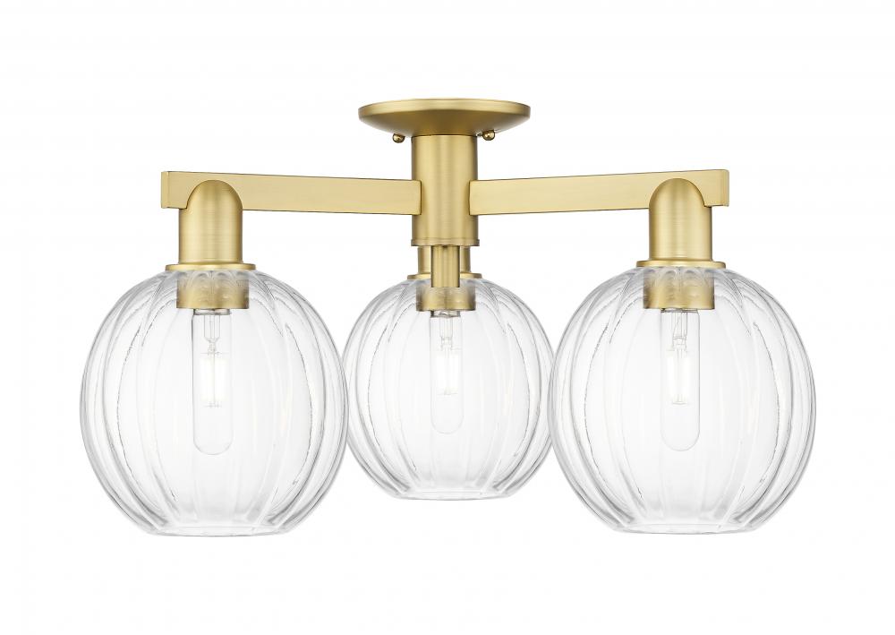 Preston - 3 Light - 6 inch - Satin Gold - Semi-Flush Mount