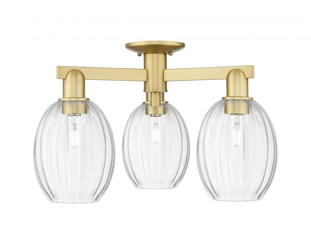 Preston - 3 Light - 6 inch - Satin Gold - Semi-Flush Mount