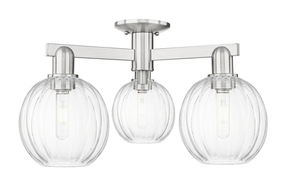 Preston - 3 Light - 6 inch - Brushed Satin Nickel - Semi-Flush Mount