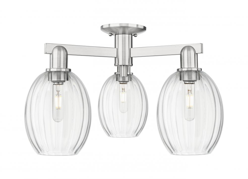 Preston - 3 Light - 6 inch - Brushed Satin Nickel - Semi-Flush Mount
