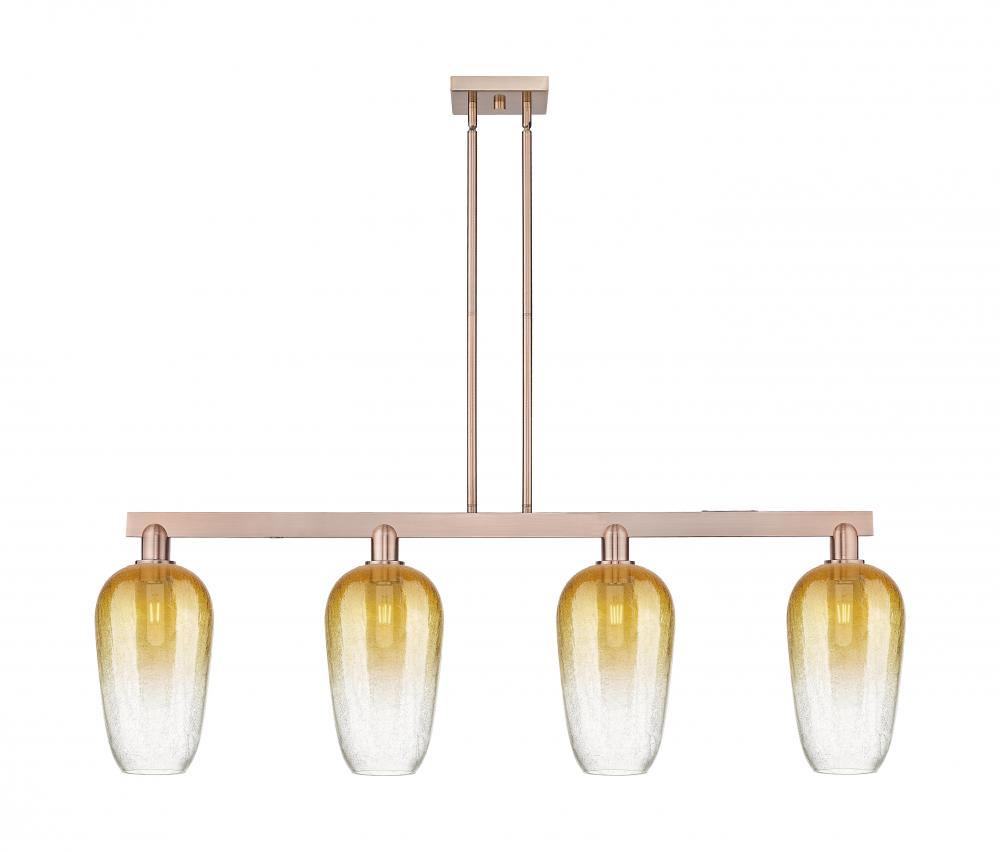 Brookhaven Flute - 4 Light - 48 inch - Antique Copper - Cord hung - Island Light
