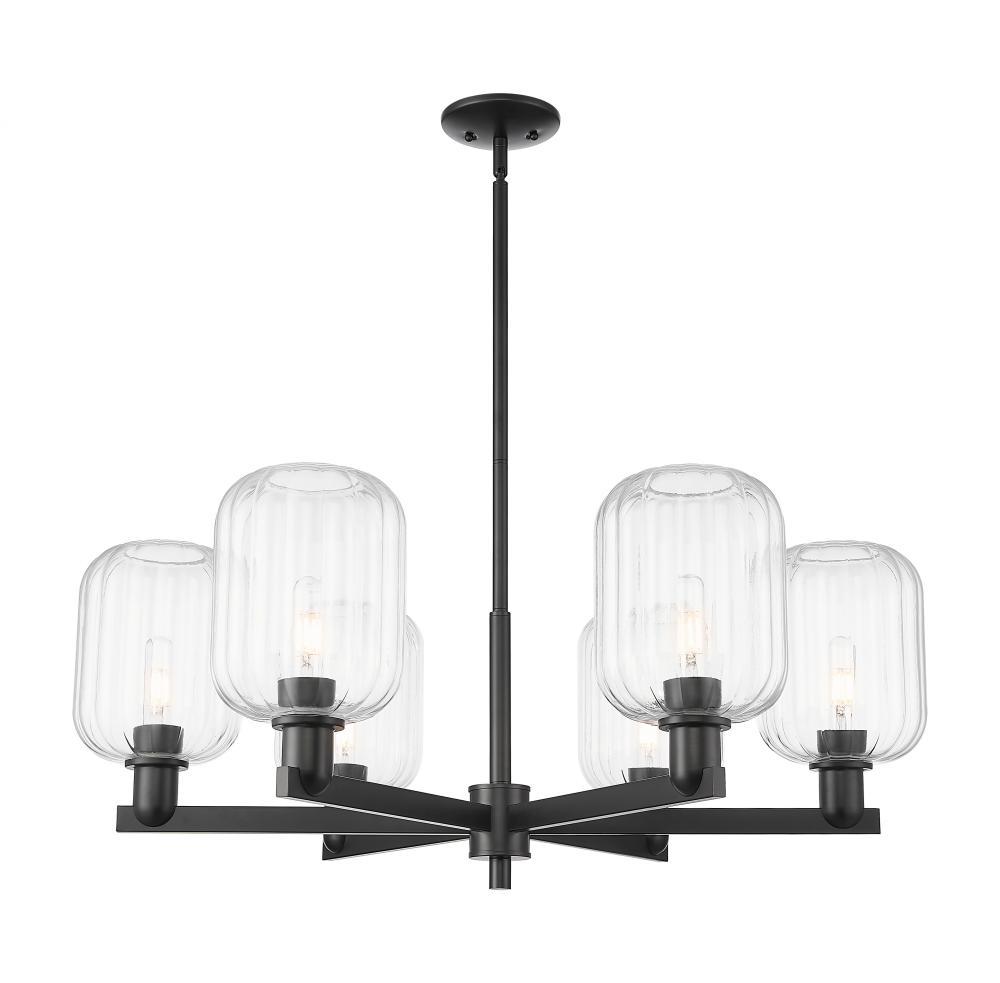 Preston - 6 Light - 24 inch - Matte Black - Chandelier