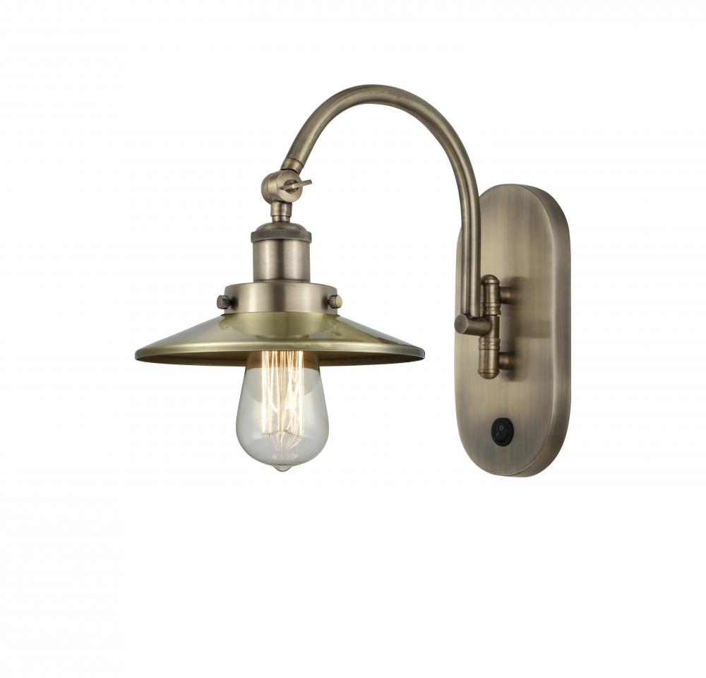 Railroad - 1 Light - 8 inch - Antique Brass - Adjustable Swing Arm